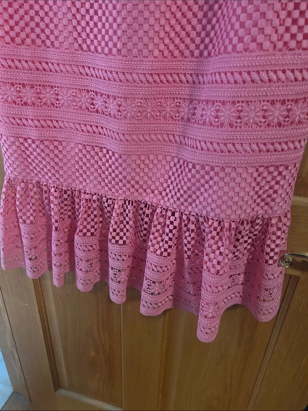 J. Crew Pink Geometric Lace Eyelet Midi Dress | Size 10